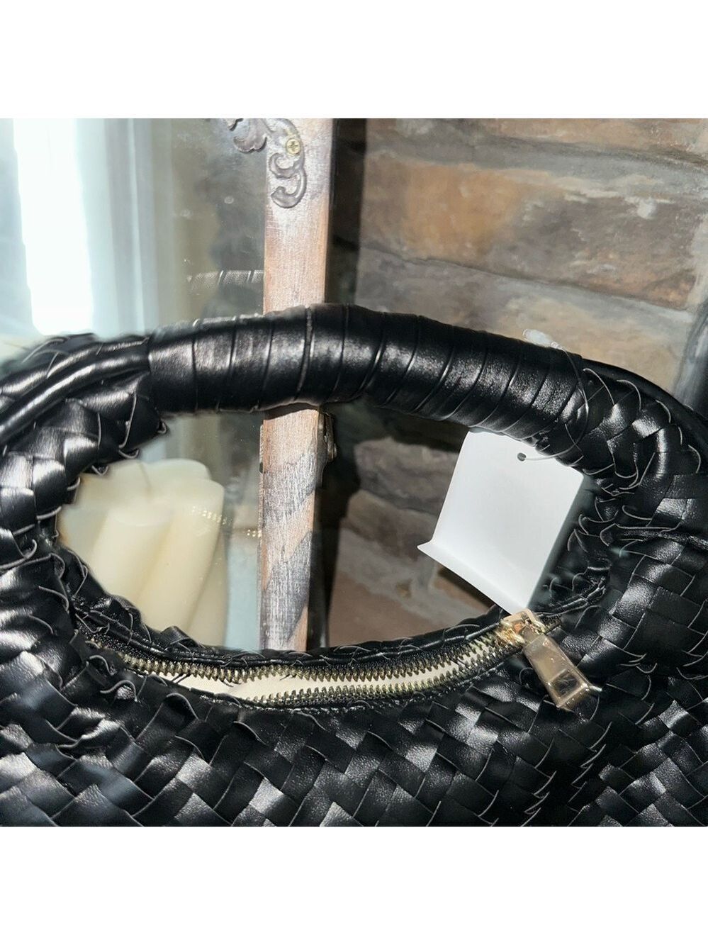 MODA LUXE-Woven Circle Shoulder bag-Black-NWT-Retail $100 - Picture 5 of 11